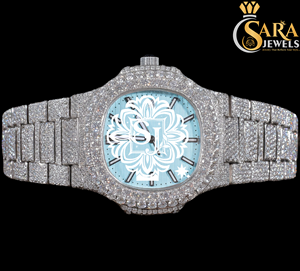 New Arrival Luxurious Blue Dial Moissanite Diamond Watch 41mm Stainless Steel Band Hip Hop Style Business Watch 20mm Band Analog - Product Image 4