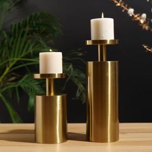 Round Metal Candle Stand Pillar and <b>Tealight</b> <b>Holder</b> for Table Centrepiece Home Decor Gift Available In Bulk Quantity - Product Image 1