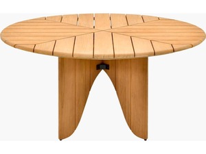 Table à manger ronde contemporaine en bois avec base croisée robuste – Idéale pour le jardin, la terrasse, les cafés et l'ameublement hôtelier - Product Image 3