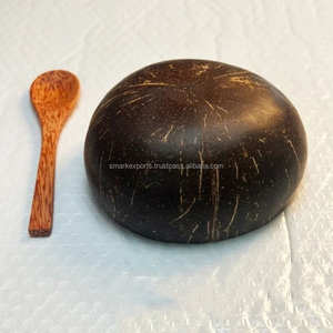 Natural <b>Coconut</b> <b>Bowl</b> Set Premium Eco Friendly Durable Dinnerware with Wooden Spoon for Serving Fruit Salad and Desserts - Product Image 4