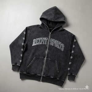 Wholesale Popular Design Newly Arrived <b>Black</b> Zipper Hoodie Rhinestone Zip up Jacket Acid Wash Men <b>Fleece</b> Streetwear Hoodie - Product Image 2