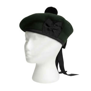 Casquette Balmoral unie vert foncé en laine, bonnet traditionnel de bagarde écossais, couvre-chef écossais - Product Image 1
