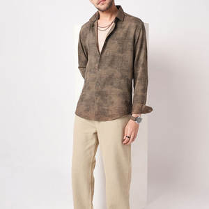 Nouvelle conception, vente en gros, chemise en flanelle respirante teinte en fil, coupe classique vintage, décontractée, à manches longues, pour homme, avec boutons en corne, séchage rapide - Product Image 5