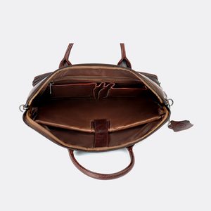 Maletín de Negocios Personalizado OEM al por Mayor para Hombre, de Cuero Genuino, Estilo Vintage, con Forro Ligero de Poliéster, para Portátil - Product Image 2
