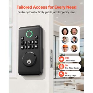 Pioneering Easy Grip Design Keyless Entry Electronic Deadbolt Customizable User Codes Keyed Auto <b>Lock</b> for Wood Door - Product Image 2