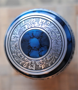 Blue Aluminum Cremation Urn Metal Memorial <b>Keepsake</b> Casket with Silver Pattern Custom Printing <b>for</b> Adult <b>Ashes</b> - Product Image 2