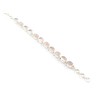 Pulsera elegante de plata de ley 925 con cuarzo rosa para mujer, estilo exclusivo, hecha a mano, joyería india, venta al por mayor - Product Image 1