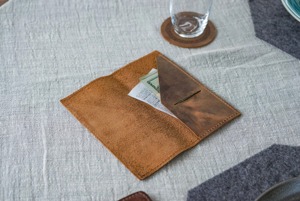 Portefeuille en cuir fait main, durable, long, type enveloppe, pochette à monnaie élégante, porte-cartes unique pour espèces - Product Image 2