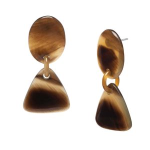 Boucles d'oreilles en corne de buffle noire faites à la main avec des accessoires de mode en cristal - Product Image 6