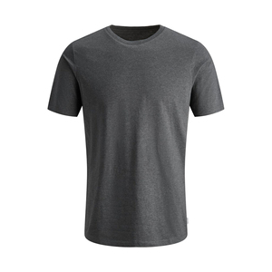 T-shirt à manches courtes pour homme, gris, col rond, coupe classique, couleur unie, style décontracté, jersey en coton tricoté - Product Image 1
