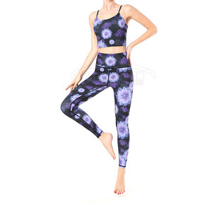 Wholesale Price Yoga Set for Women Solid High Support Sports Bra & <b>Knee</b> <b>Length</b> <b>Legging</b> 100% Cotton - Product Image 1