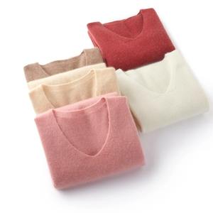 Pull en cachemire pur à 100 % pour femme, col en V, manches longues, collection automne-hiver 2026, chaud et doux, tricoté, nouvelle collection de hauts tricotés, vêtements pour femme - Product Image 1