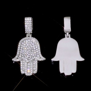 925 <b>Silver</b> Hamsa Hand <b>Pendant</b> Set Lab-Grown Certified Diamond Charm Gold <b>Silver</b> Rose Gold Finish Gift <b>for</b> <b>Men</b> Women - Product Image 3