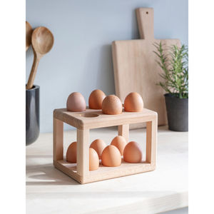 Wooden <b>Eco</b>-Friendly <b>Egg</b> Rack with Dishwasher & Freezer Safe Design for Kitchen Countertop Storage - Product Image 4
