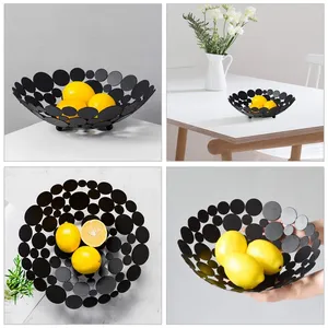 Luxury Handmade Fruit Bowl with Contemporary Scandinavian Designer StyleModern <b>Black</b> Metal Decorative Bowl With Irregular - Product Image 3