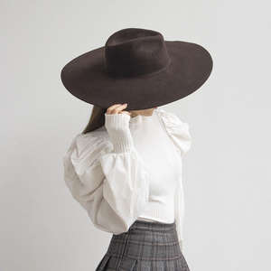 Fashion Polyester Fedora Hat for Women <b>Men</b> Classic Character Casual <b>Flat</b> Wide Brim Jazz <b>Cap</b> - Product Image 1