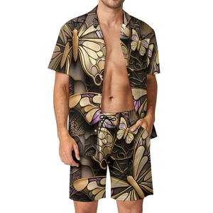 Conjunto de Playa de Verano Premium para Vacaciones, Camisa y Pantalones Cortos Estampados, Corte Holgado, Dos Piezas - Product Image 5