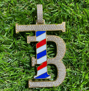 Collier pendentif Barber Pole en argent 925 plaqué or et rhodium avec moissanite, style Hip Hop, pour enfants, hommes, cadeau - Product Image 3