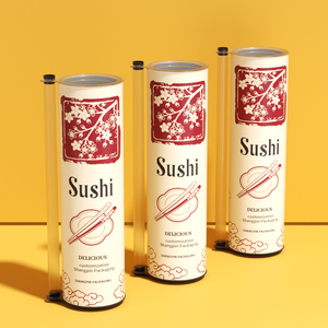 Vente en gros de contenants à sushi biodégradables et écologiques en papier kraft, taille personnalisée, boîte tube imprimée en quatre couleurs - Product Image 2