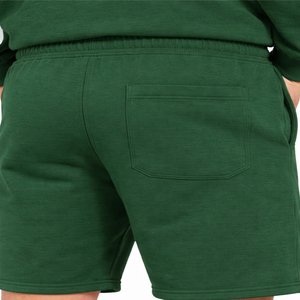 Ensemble sweat à capuche et short en molleton vert uni pour homme – Tenue décontractée d'été en coton tricoté - Product Image 6