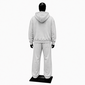 Silver <b>Men</b> Tracksuit Set <b>Plain</b> Full Zip <b>Hoodie</b> Jogger Pants Custom Wholesale Casual Streetwear Sportswear Fleece Two Piece Fits - Product Image 2