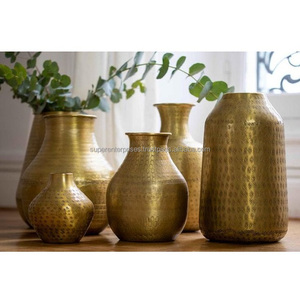 Vases Offre Spéciale luxe en relief en laiton vase pot de fleur jardinière grande taille pour la décoration de mariage salon métal laiton gloden fini - Product Image 5