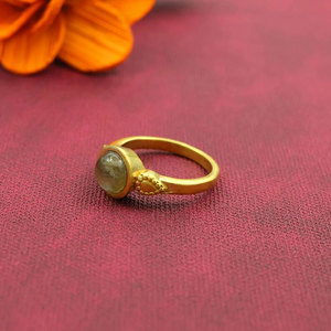 Handmade Gold Labradorite <b>Ring</b> – Dainty Oval Gemstone Minimalist Boho <b>Stacking</b> <b>Ring</b> Jewelry Gift for Her - Product Image 4
