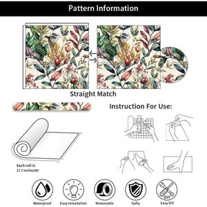 Carta da Parati Autoadesiva con Fiori Viola Esotici e Piante Tropicali della Giungla, Decorazione Murale da Giardino, Carta da Parati Adesiva - Product Image 2