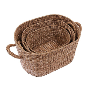 Sustainable Water Hyacinth Storage <b>Basket</b> Handmade Woven <b>Basket</b> <b>With</b> <b>Lids</b> Natural Home Organizer Wholesale B2B Bulk Low MOQ - Product Image 3