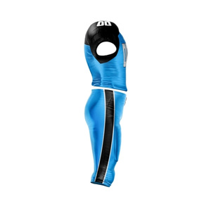 Ensemble maillot et pantalon de football américain bleu et noir, sublimé, col en V, manches courtes, anti-humidité, uniforme ajusté pour hommes - Product Image 5