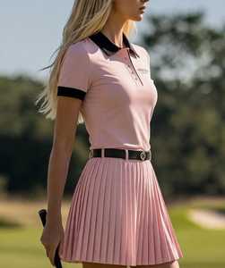 Ensemble jupe et polo de golf rose pour femme ONETEN APPAREL, manches courtes, plissé, respirant, tenue d'été - Product Image 4