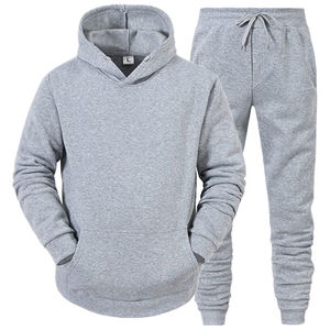 Chándal Unisex Gris con Capucha, Color Sólido, Casual, Manga Larga, Cierre con Cordón, Transpirable, 100% Algodón, Ropa de Otoño para Adultos, Frontal 2 - Product Image 1