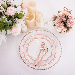 Set di 150 Pezzi di Stoviglie Monouso Oro Rosa Include 30 Piatti Fondi, 30 Piatti da Insalata e 90 Utensili per Feste e Decorazioni - Product Image 3
