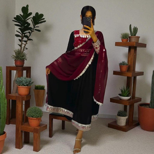 Ready Wear Solid Long Sleeves Full Heavy Afghan Dress Embroidery Antique Afghani Dress Women Punjabi <b>Wedding</b> Afghan Kuchi Dress - Product Image 4