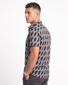 Chemise décontractée en coton à manches courtes pour homme, imprimé géométrique, col rabattu, style été - Product Image 3