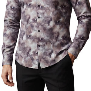 Smoky Purple Mens Abstract Printed <b>Long</b> Sleeve Shirt Button Down Casual Slim Fit Fashion <b>Dress</b> Shirt Custom Apparel Manufacturer - Product Image 6