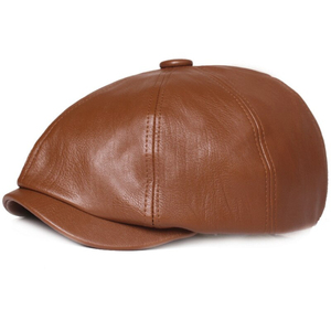 Blue Leather <b>Newsboy</b> Cap Unisex Casual <b>Hat</b> for Adults Spring Autumn 56-58CM - Product Image 5