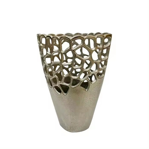 Best Sale Prices Metal Texture Flower <b>Vase</b> <b>Gold</b> Plated for Home Tabletop Decoration Oval Shape Floor Flower <b>Vases</b> - Product Image 6