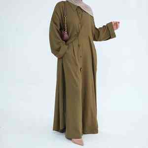 Abaya décontractée moderne gris acier pour femme, style Dubaï, tenue islamique modeste pour tous les jours, légère, respirante, séchage rapide, longueur au sol - Product Image 2