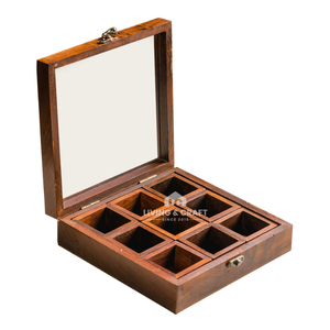 Premium Wooden Food Container with <b>Removable</b> Compartments | Modern Eco-Friendly Kitchen Storage <b>Box</b> for Spice Jewelry Dry Fruits - Product Image 1