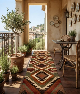 Tapis de couloir Kilim tissé à la main en laine et jute, style bohème tribal, rustique, pour entrée de ferme, sur mesure - Product Image 3