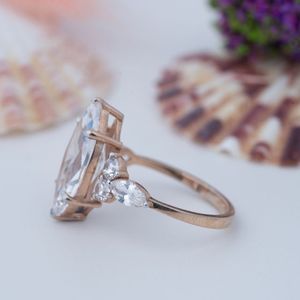 Anillo de Compromiso de Moissanita con Corte Marquesa de 3 Quilates, Plata de Ley 925, 7x14mm, Color D, Anillos de Piedras Preciosas de Lujo para Mujer - Product Image 2