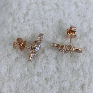 Pendientes de Diamantes Redondos y Marquise, Pendientes de Diamantes Cultivados en Laboratorio, Pendientes de Oro Rosa, Pendientes Minimalistas para Novia, Pendientes de Boda - Product Image 3