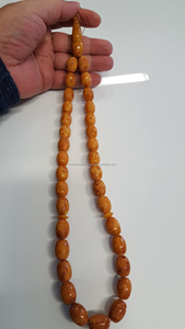 สายประคำสวดมนต์และสมาธิทำจากยางสังเคราะห์สีอำพันแบบวงรีลายลูกประคำ - Product Image 5