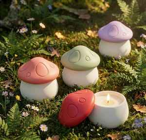 Bougie parfumée en pot céramique en forme de champignon, boîte personnalisée, aromathérapie, Pâques, Thanksgiving, faite à la main, élégante, longue durée, propre - Product Image 1