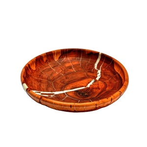 Bol de service décoratif en résine d'origine indienne, couleur marron, fait à la main, poli, durable, écologique, passe au lave-vaisselle - Product Image 1