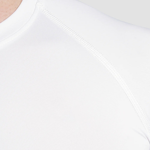Camiseta de Compresión de Manga Raglán Blanca para Hombre, Corte Ajustado, Secado Rápido, Tejido de Punto, Cuello Redondo, Informal, para Entrenamiento - Product Image 4