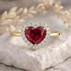 แหวนหมั้นเพชรรูปหัวใจสีชมพูและเพชรโมอิสซาไนต์ แหวนเพชรทรงรัศมี เงินแท้ 925 แหวนสั่งทำพิเศษ - Product Image 4