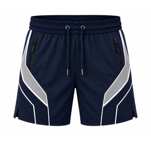 Shorts décontractés pour hommes à taille mi-haute avec cordon de serrage, couleur unie, en coton, avec poches, en tissu tricoté respirant - Product Image 2