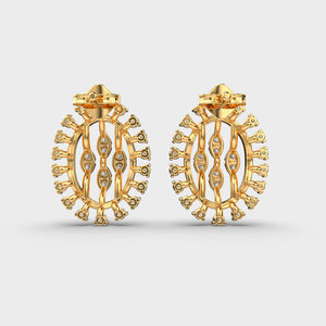 IGI Certified Lab Grown Diamond Round Halo Stud <b>Earrings</b> 9K Yellow / White / Rose Gold Multi-Row Designer Cluster <b>Earrings</b> - Product Image 4
